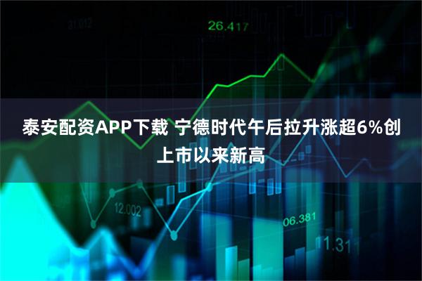 泰安配资APP下载 宁德时代午后拉升涨超6%创上市以来新高